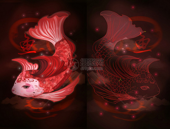 财运锦鲤插画壁纸