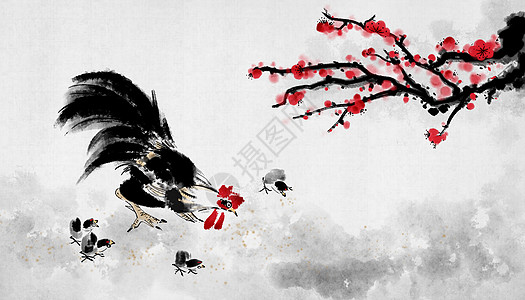 中国传统绘画中国风水墨画插画