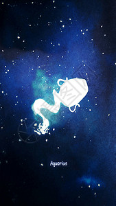 水瓶座十二星座系列插画背景图片