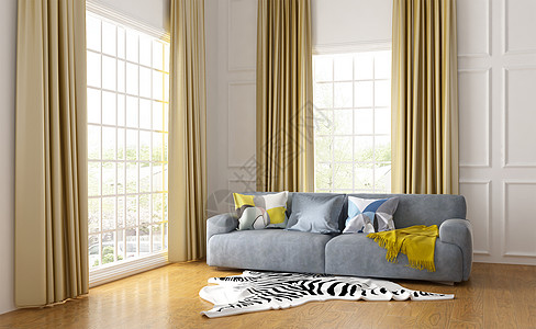 黄色墙壁装修宽敞的室内客厅设计图片