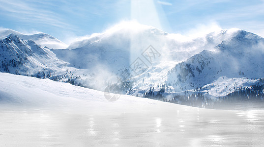 雪山山峰雪山美景设计图片