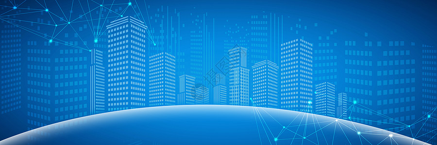 蓝色板城市科技背景设计图片