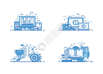 留学出国教育图标插画