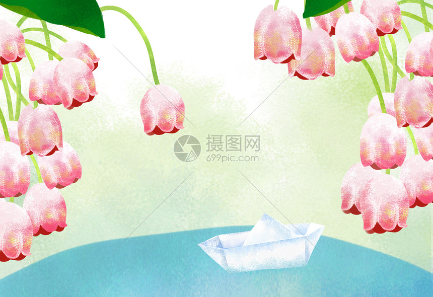 铃兰花和纸船图片