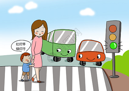 红绿灯遵守交通规则图片素材