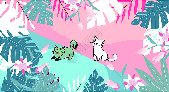 小猫花卉背景图片