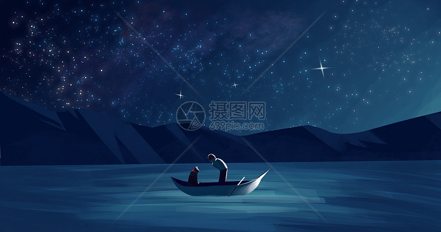 夜色湖面图片