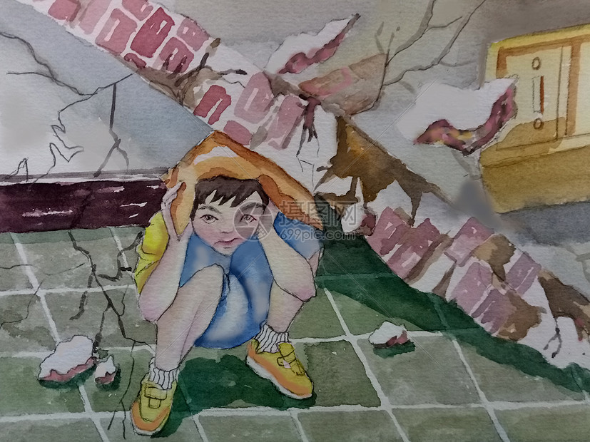 地震中的小男孩