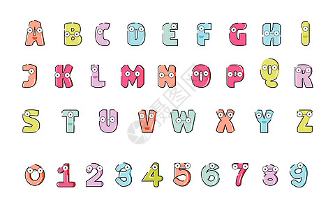 字体设计矢量卡通数字字母插画