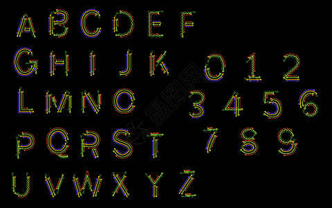 矢量线条字母和数字图片