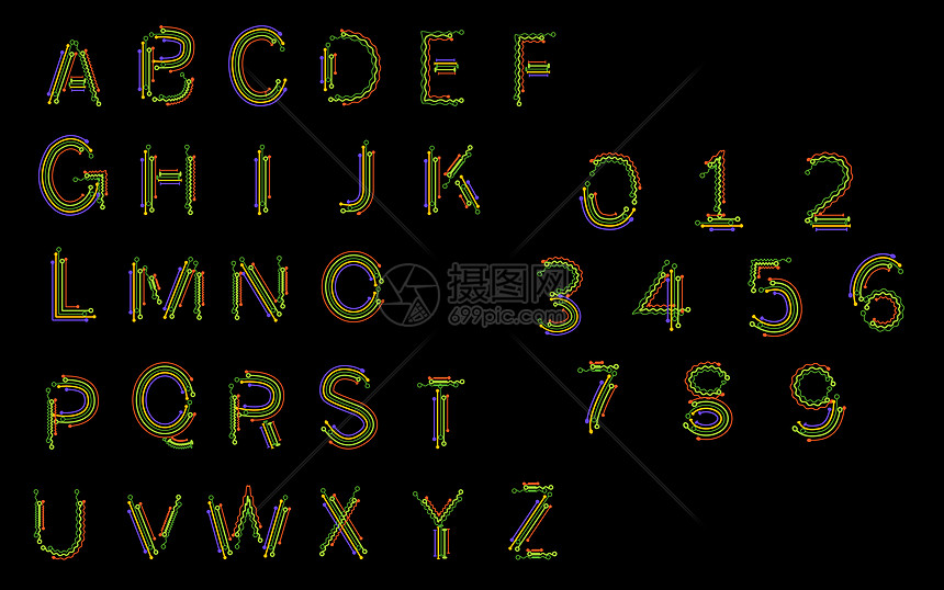 矢量线条字母和数字图片