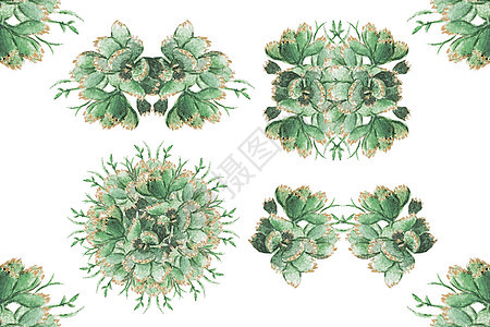 绿色植物花纹组合背景图片