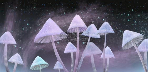 蘑菇伞唯美插画图片