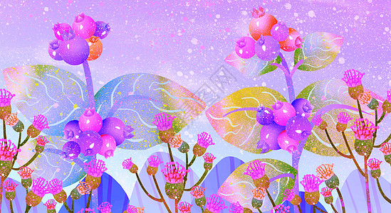 蓝莓插画紫色印花背景高清图片
