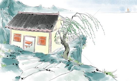 中国风水墨房子图片