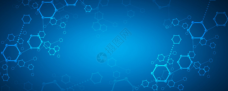 分子蓝色科技背景分子结构医疗背景设计图片