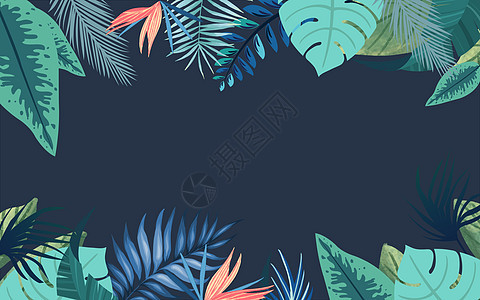 热带水彩花卉背景图片