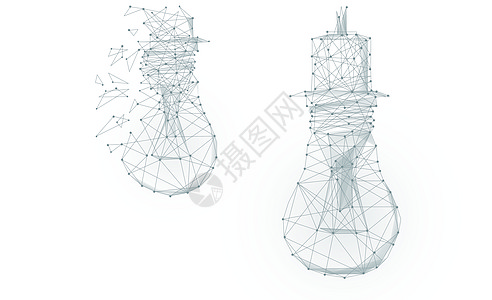 创意线条科技灯泡背景图片