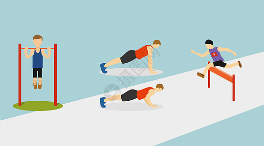 跑步扁平运动健身人物插画
