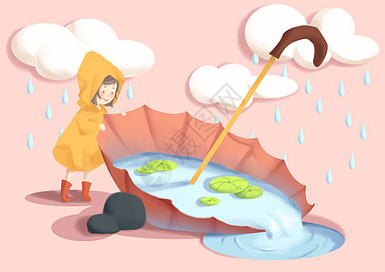 谷雨天气节日节气粉色系高清图片