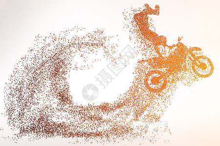 自行车粒子圆点摩托车运动剪影设计图片