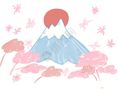 日本风格富士山插画