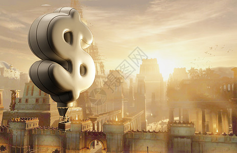 热气球美元投资背景背景图片