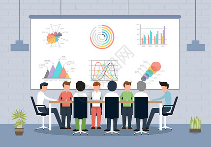 会议指示牌商务办公会议矢量插画