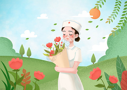 关爱女性护士节插画