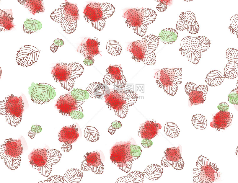 水彩草莓图片