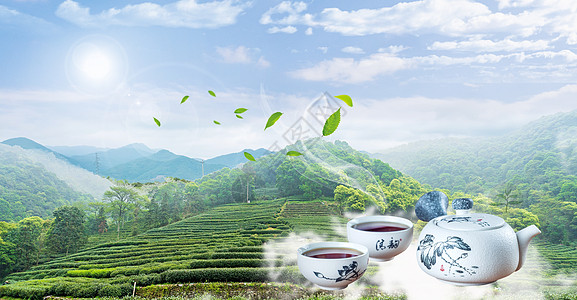 绿色清新春茶背景背景图片