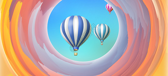 彩云热气球天空图片