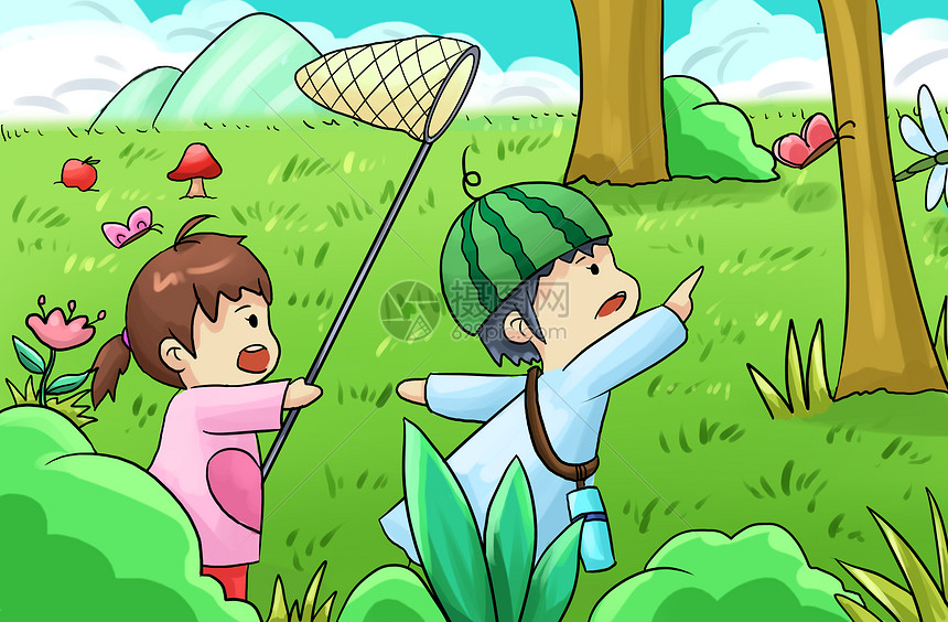 春天捉蜻蜓图片素材_免费下载_psd图片格式_VRF高清图片400133294