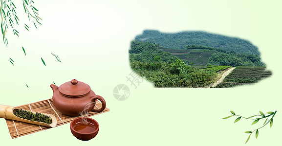 红茶清新春茶茶叶茶水广告背景设计图片