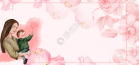 母亲节粉色花朵边框小清新可爱背景图片