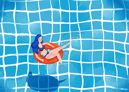 立夏游泳插画图片