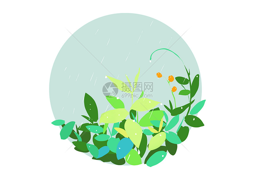 谷雨植物插画图片