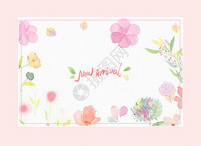 粉色花卉水彩背景图片