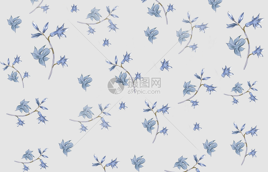 蓝色花卉背景图片