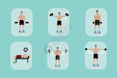 健身男性运动健康图标插画