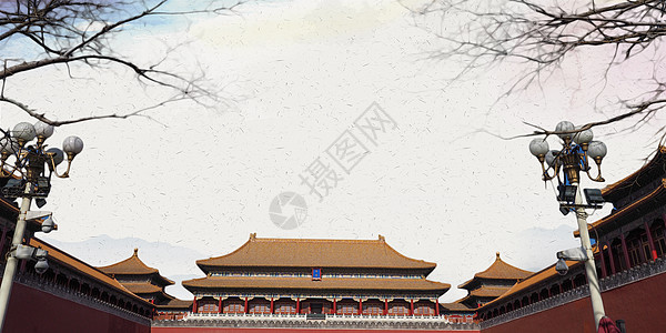 建筑物免抠中国风背景设计图片