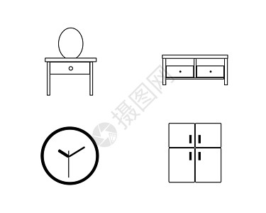 白色电视柜家具图标插画