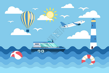 航海之旅矢量旅行插画高清图片