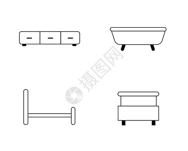 白色电视柜家具图标插画