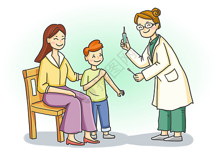 孩子排队儿童打疫苗插画