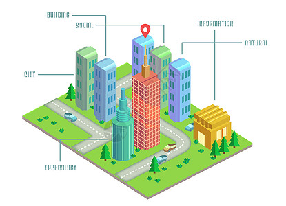 商务科技城市城市信息插画
