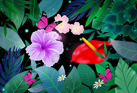 花卉植物蝴蝶图片