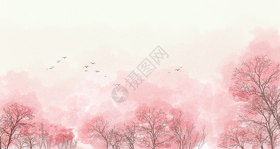 手绘中国风樱花唯美背景图片