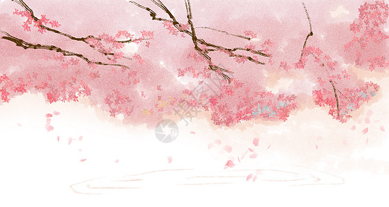 手绘中国风樱花唯美背景图片