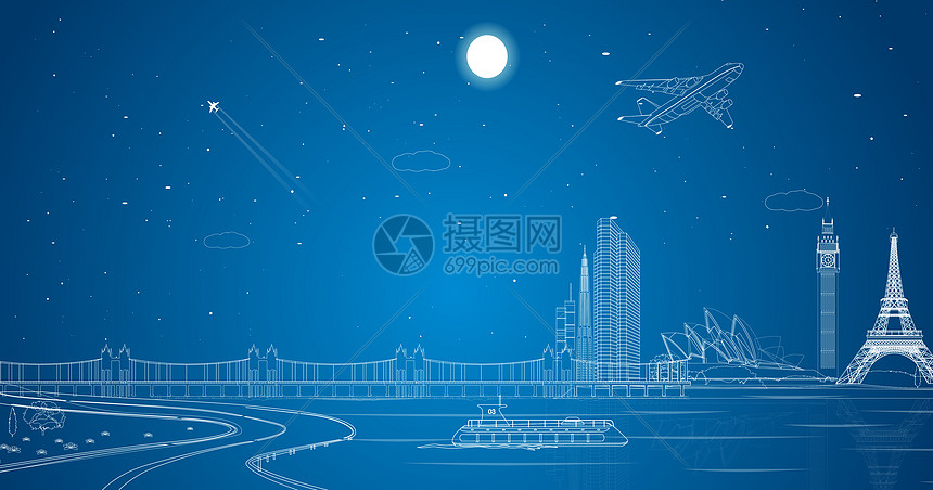 科技城市线条图片